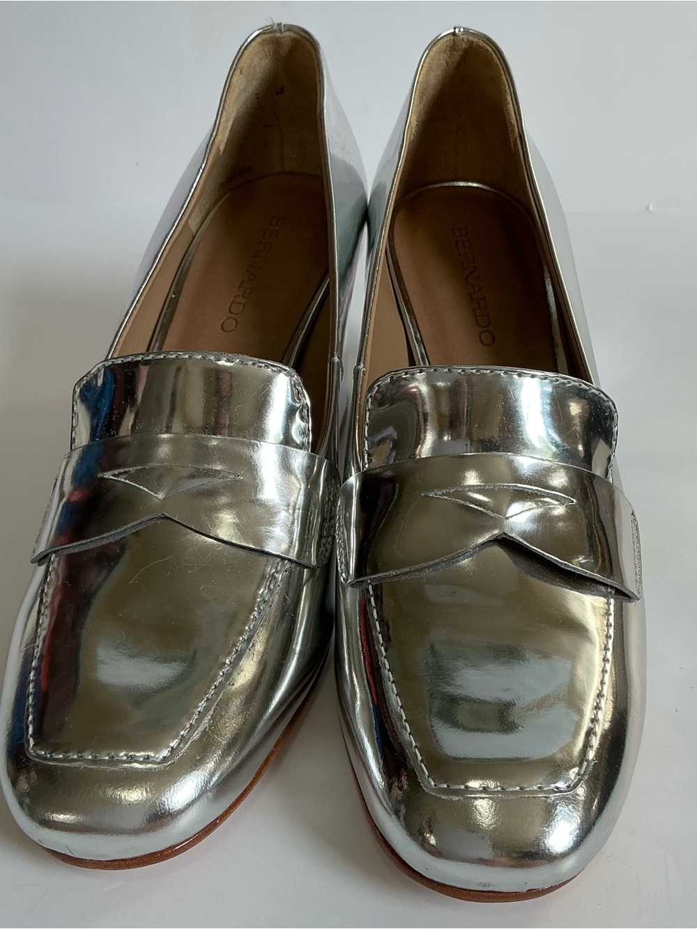 Bernardo Metallic Silver Penny Loafers